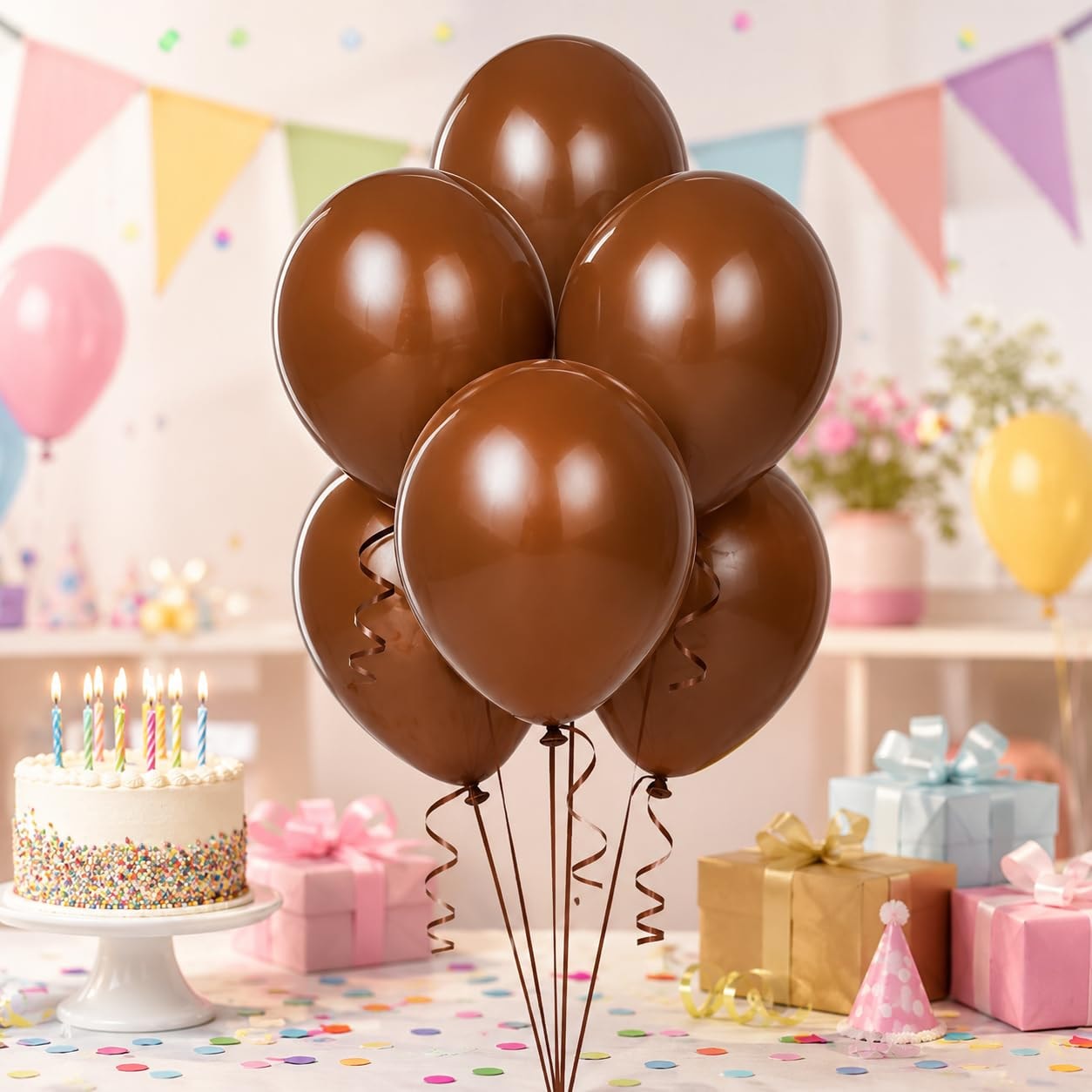 Balloonistics 10 Inch (Pack Of 50) Balloons for Birthday Decoration, Decoration for Weddings, Engagement, Baby Shower, 1st Birthday, Anniversary Party, Birthday Party supplies (Brown)