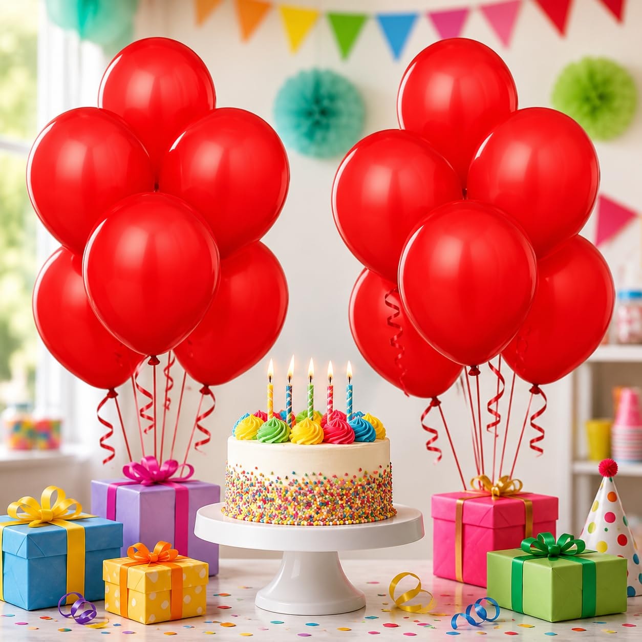 Balloonistics 10 Inch (Pack Of 50) Balloons for Birthday Decoration, Decoration for Weddings, Engagement, Baby Shower, 1st Birthday, Anniversary Party, Birthday Party supplies (Red)