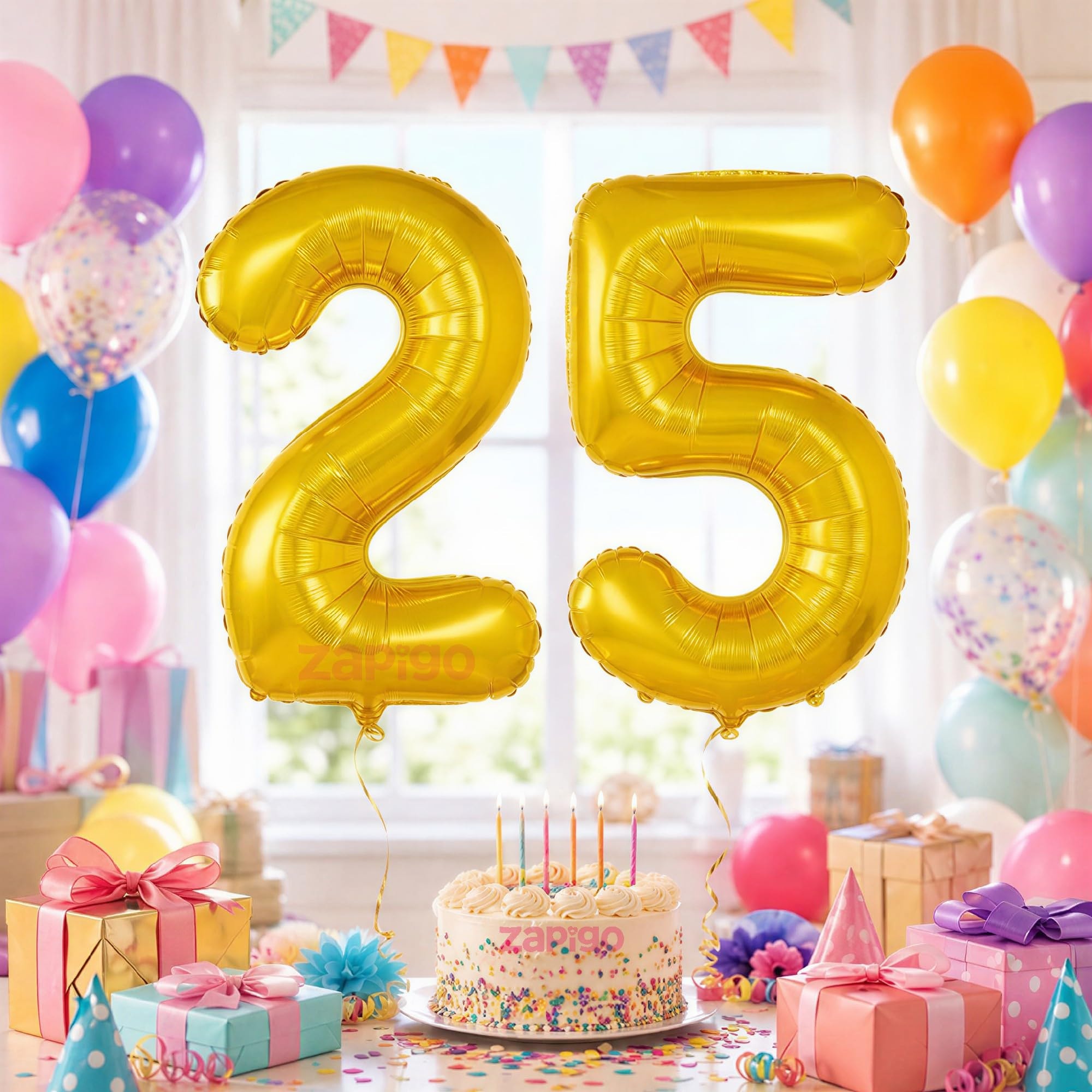 Balloonisctics Gold Balloon Number for Party Decoration Choose Numbers Make Your Own Custom Numbers for Party with 16 inch Golden Color Foil Numbers (Number 25)