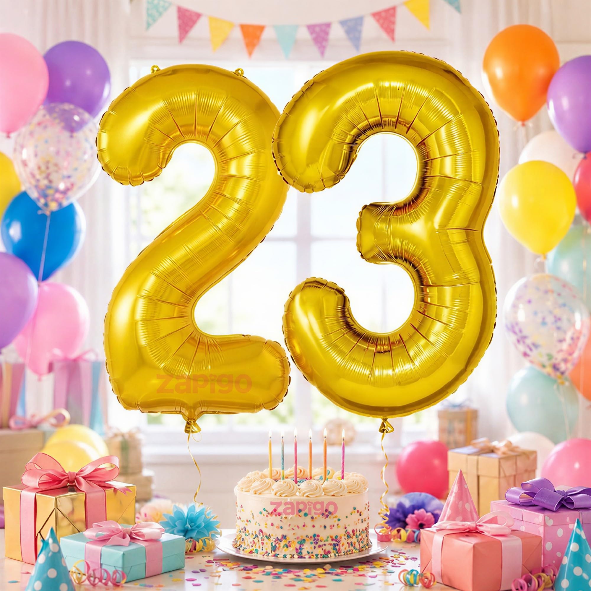 Balloonisctics Gold Balloon Number for Party Decoration Choose Numbers Make Your Own Custom Numbers for Party with 16 inch Golden Color Foil Numbers (Number 23)