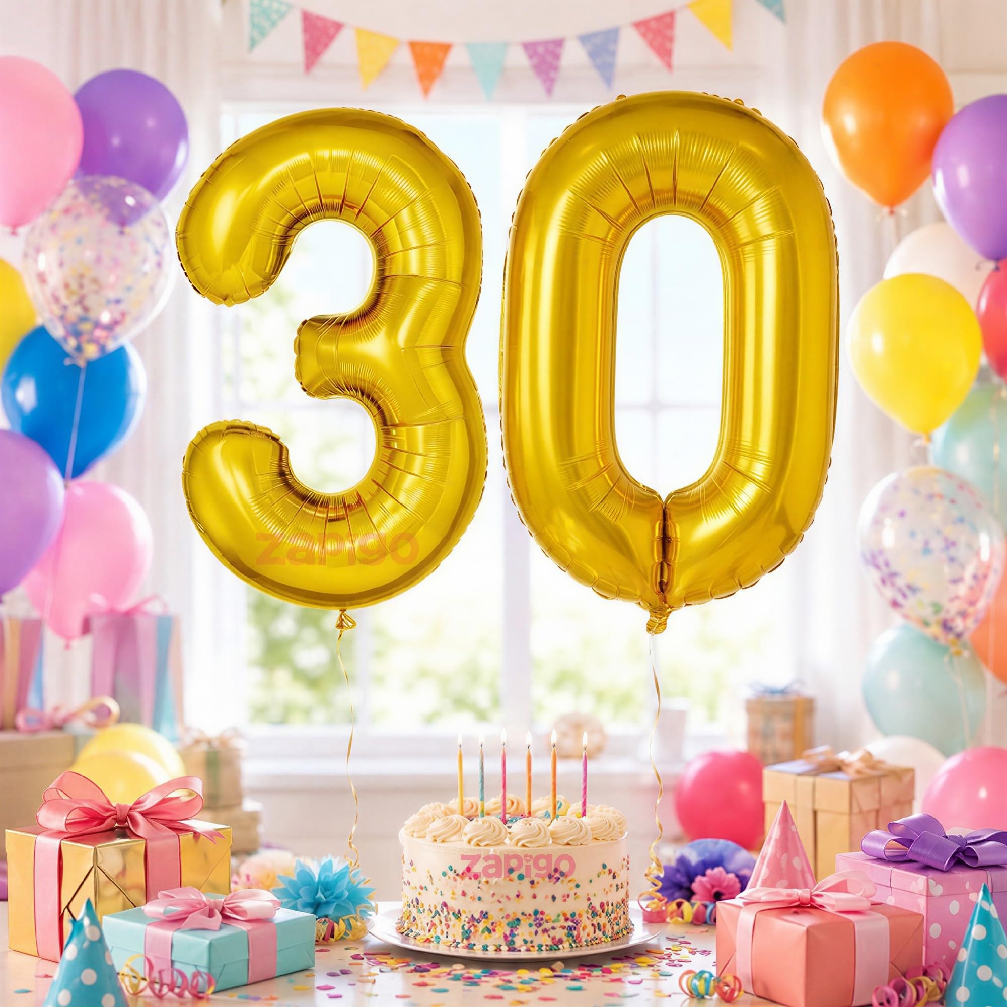 Balloonisctics Gold Balloon Number for Party Decoration Choose Numbers Make Your Own Custom Numbers for Party with 16 inch Golden Color Foil Numbers (Number 30)